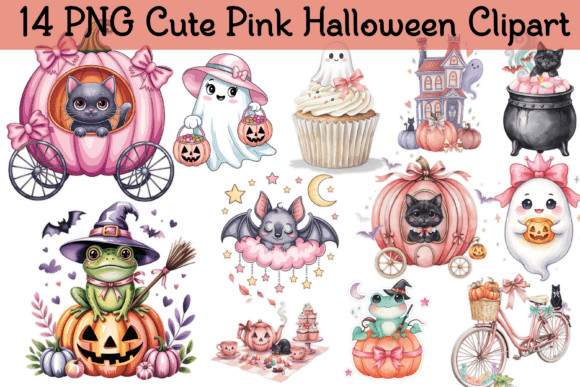 Download Cute Pink Halloween PNG Clipart Bundle - Bundle Collection