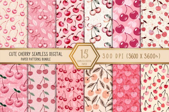 Download Cute Cherry Seamless Patterns Bundle - Bundle Collection