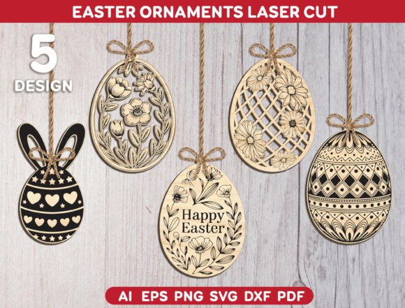 Download 5 Laser Cut Easter Egg Ornaments Bundle - Bundle Collection