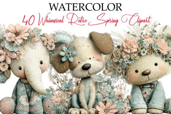 Download Whimsical Retro Spring Clipart Bundle - Bundle Collection