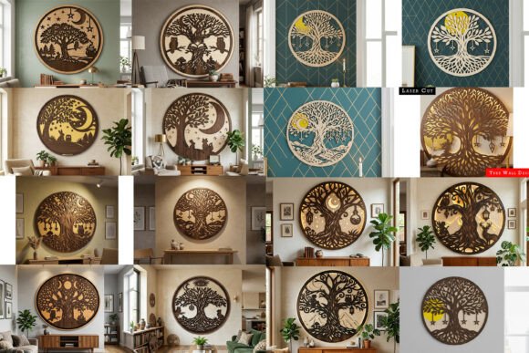 Download Laser Cut Moon Tree Wall Art SVG Bundle - Bundle Collection