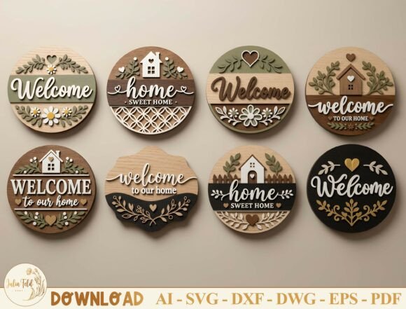 Download Welcome Sign Laser Cut File SVG Bundle - Bundle Collection