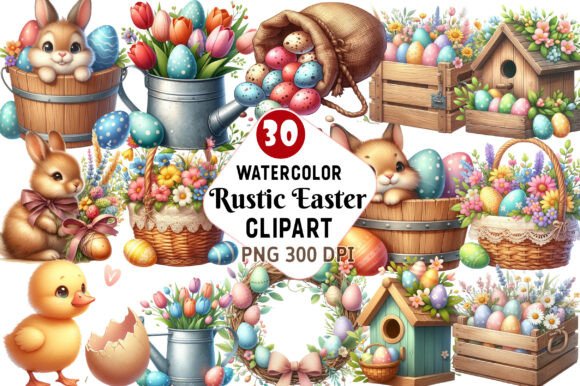 Download Watercolor Rustic Easter Clipart - Rustic easter clipart Collection
