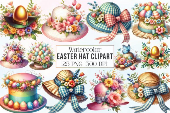 Download Watercolor Easter Hat Clipart PNG Bundle - Bundle Collection