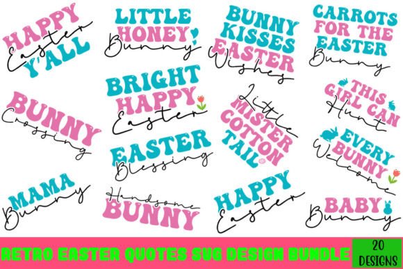 Download Retro Easter Quotes Svg Design Bundle - Bundle Collection