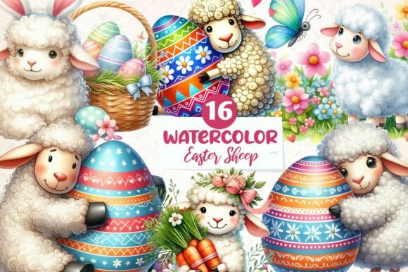 Download Cute Easter Sheep Clipart Bundle - Bundle Collection