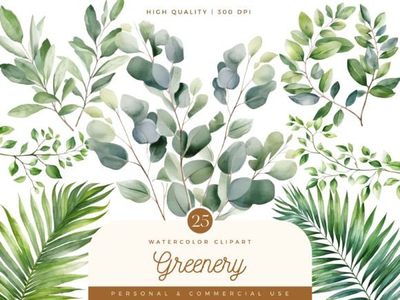 Download Watercolor Greenery Clipart Bundle - Bundle Collection