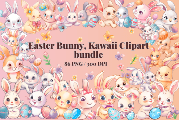 Download Easter Bunny, Kawaii Clipart Bundle - Bundle Collection