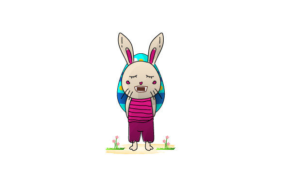 Download Hand Drawn Easter Bunny Holding Egg - Premium Resources