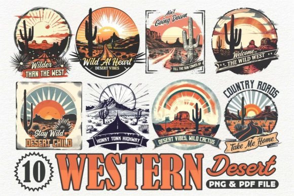 Download Western Desert T-shirt Design Bundle - Bundle Collection