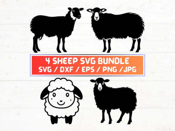Download 4 Sheep SVG, DXF, EPS, JPG, PNG Bundle - Bundle Collection