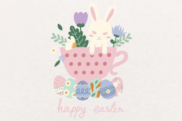 Download Easter Bunny Rabbit in a Mug &amp; Flowers - Premium Bundle