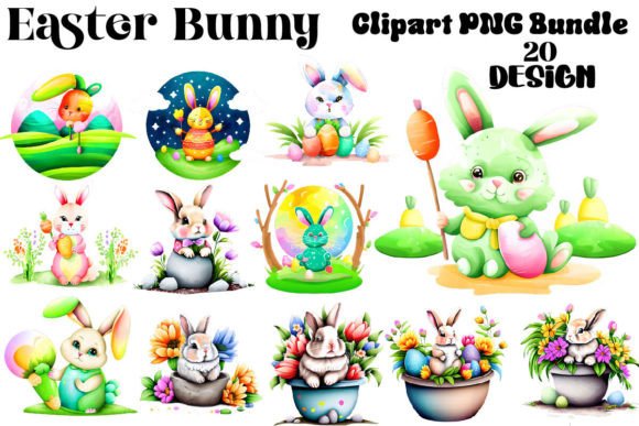Download Vintage Easter Bunny Clipart Bundle - Bundle Collection