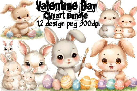 Download 🐰Valentine Day Bunny Clipart Bundle PNG - Bundle Collection