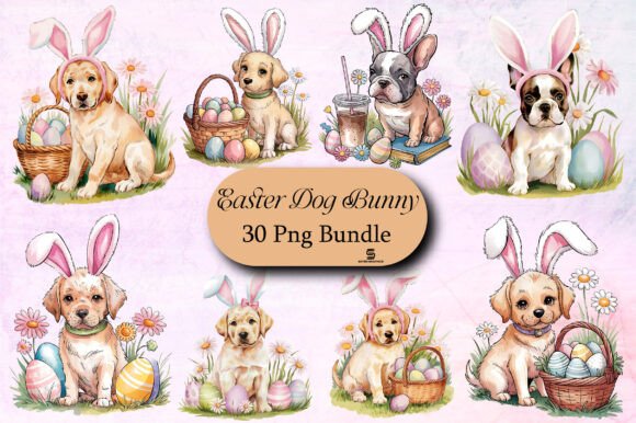 Download Vintage Easter Dog Bunny Png Bundle - Bundle Collection