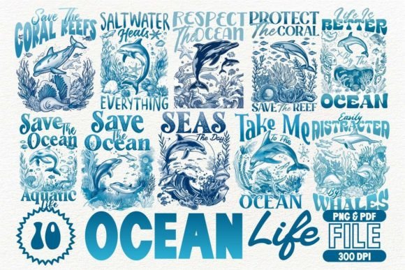 Download Ocean Life T-shirt Design Bundle - Bundle Collection