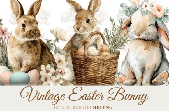 Download Vintage Easter Bunny Clipart Bundle - Bundle Collection