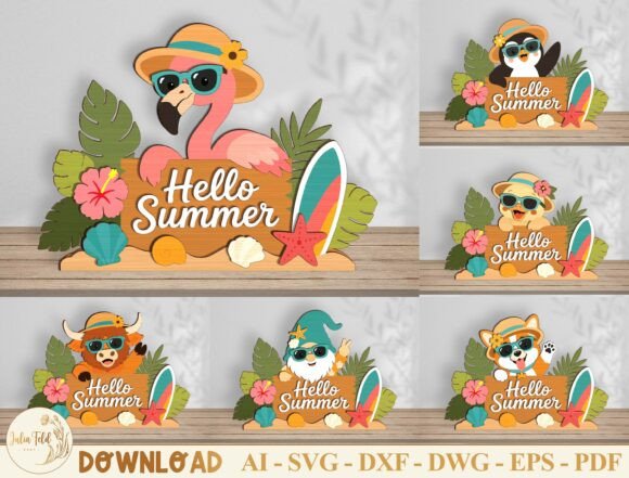 Download Hello Summer Laser Cut File SVG Bundle - Bundle Collection