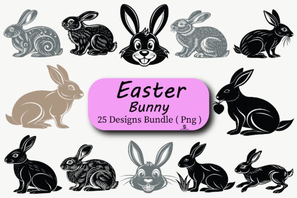 Download Vintage Easter Bunny Clipart Png Bundle - Bundle Collection