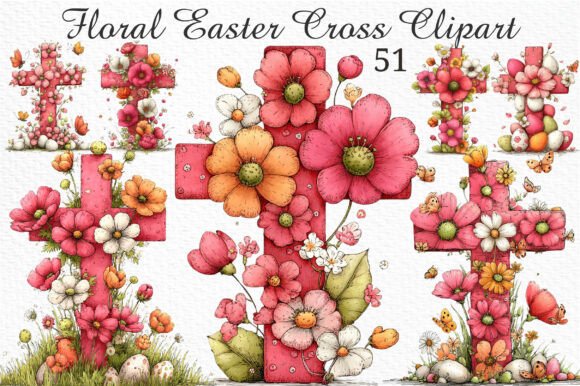 Download Floral Easter Cross Clipart Png Bundle - Bundle Collection