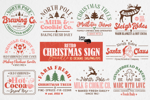 Download Retro Christmas Sign SVG Design Bundle - Bundle Collection