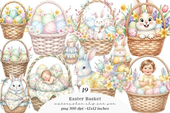 Download Easter Basket Clipart PNG Bundle - Bundle Collection