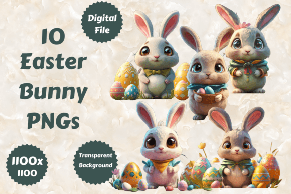 Download 10 Easter Bunny Illustration PNGs Bundle - Bundle Collection