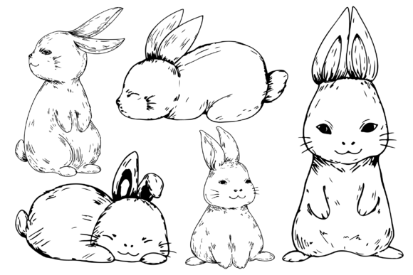 Download Hand Drawn Easter Rabbit Set - Premium Resources