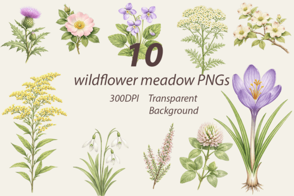 Download Wildflower Meadow Botanical PNG Bundle - Bundle Collection