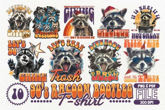 Download 90's Racoon Bootleg Tshirt Design Bundle - Bundle Collection